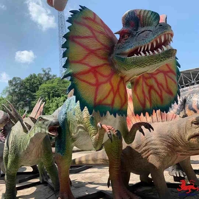 Statue de Dilophosaurus de modèle de dinosaure animatronique réaliste d'équipement de parc à thème