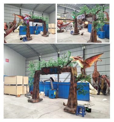 Tribu de dinosaure de porte d'arbre pour le parc à thème avec la lumière de RVB